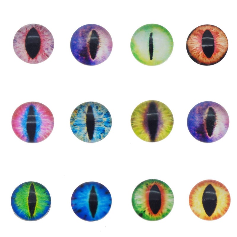 JJG 20PCS 30mm Dragon Eyes Round Glass Cabochon Flatback Jewelry Findings Horse Eyes Cat Eyes Doll Eye Dome Cameo Pendant Settings in Pairs - Image 3